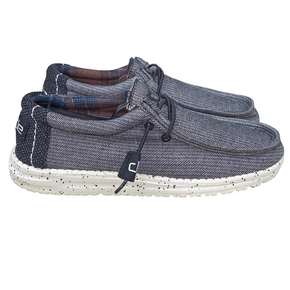 Hey Dude Mens Wally Grey White Casual Slip On Loafer Size US 6